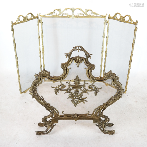 Two Brass Fire Screens