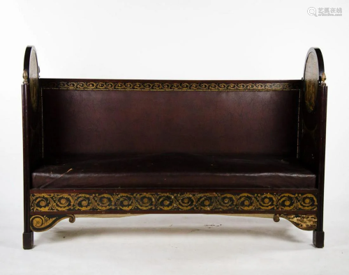 Late 19th C Italian Neoclassical Style Painted Bench