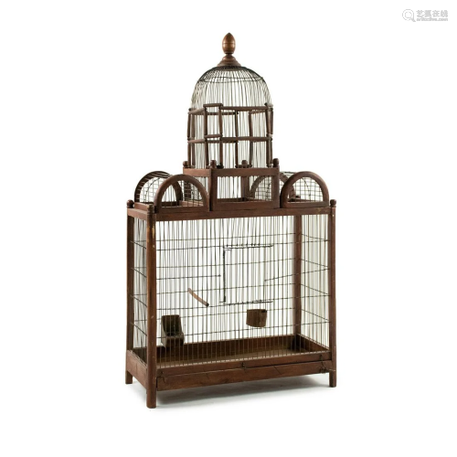 Early 20th C. Domed Top Wooden Bird Cage