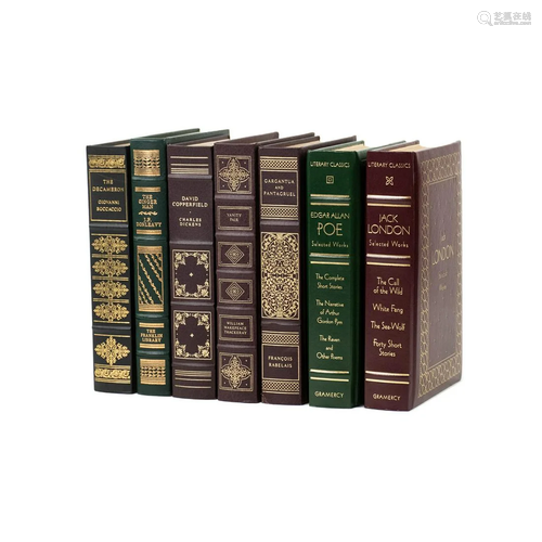 Grouping of 7 Leather Bound Books Including Dickens