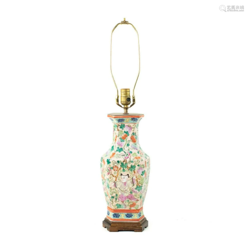 Chinese Famille Rose Porcelain Figural Table Lamp