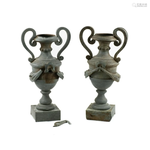 Pair of Early 19th C. Zinc Urn Finials