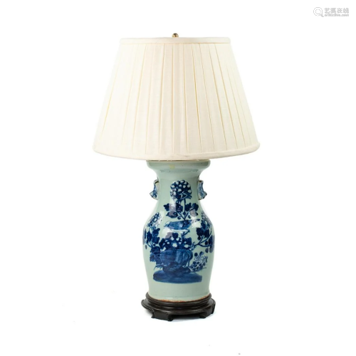 Chinese Blue and White Baluster Converted Table Lamp
