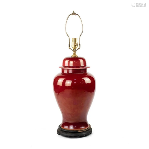 Chinese Oxblood Ginger Jar Table Lamp