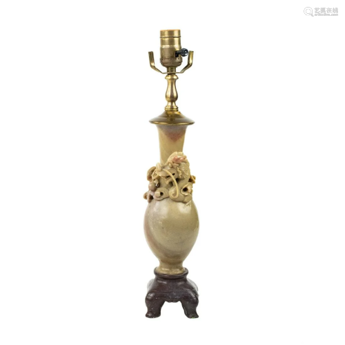Chinese Carved Soapstone Table Lamp