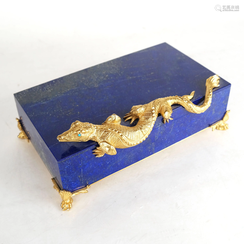 Lapis Lazuli Lizard Motif Box