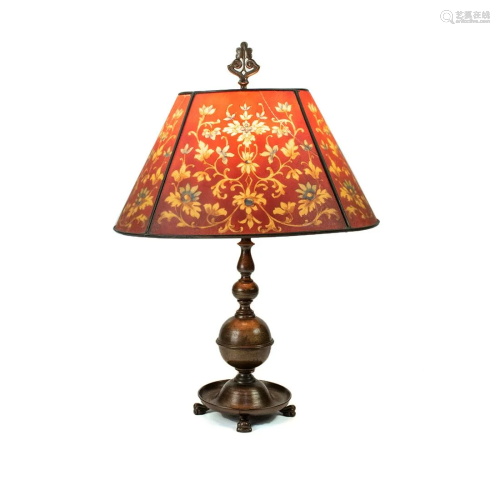 Antique Handel Reverse Painted Brass Lamp