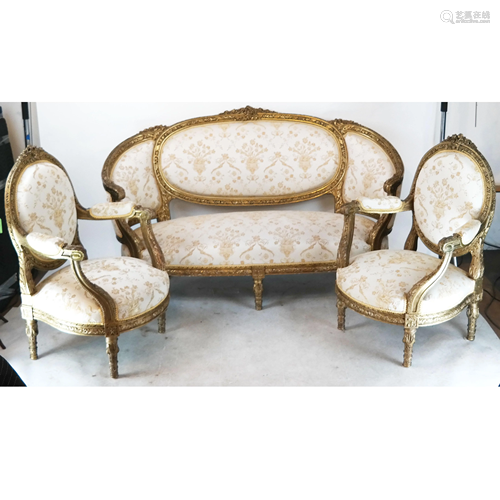 Louis XV-Style Gilt Wood Salon Set