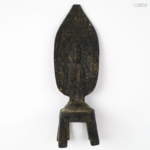 Chinese Small Bronze Votive Stele in Box