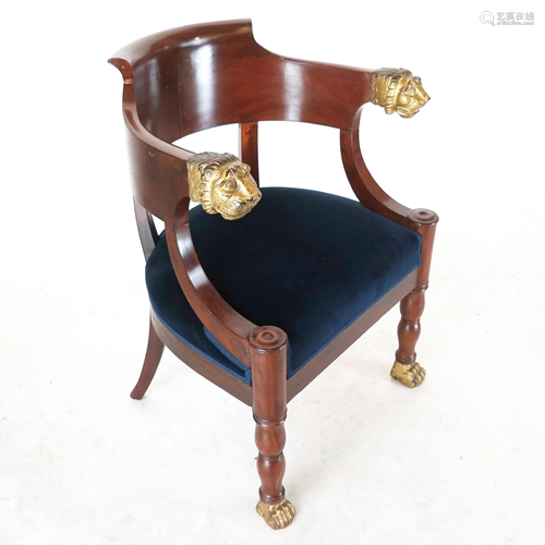 19th C. Empire Lion Head Chair