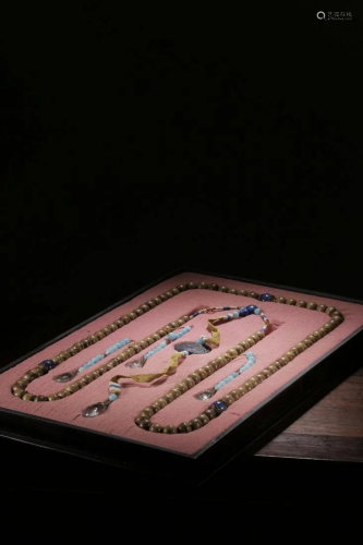 Qing Dynasty Chenxiangmu with Gems 108 Beads Court