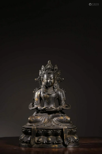 A Figure of Qing Dynasty Gilt Bronze Guanyin