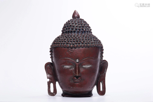 Bronze Silver inlaid Shakyamuni Buddha Head