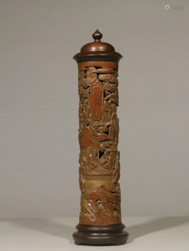 Republic of China 20 Century Hand Carved Bamboo Carved
