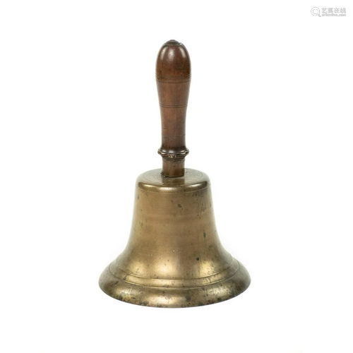 Large Brass Wood Handled Schoolhouse Bell