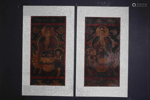 Qing Dynasty Mineral Color ' Guanyin, Sudhana and