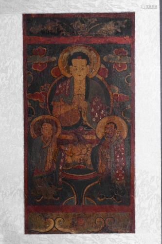 Qing Dynasty Mineral Color 'Shakyamuni , Kassapa and