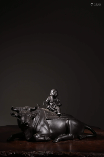 Qing Dynasty Bronze 'Boy With Cow' Ornament
