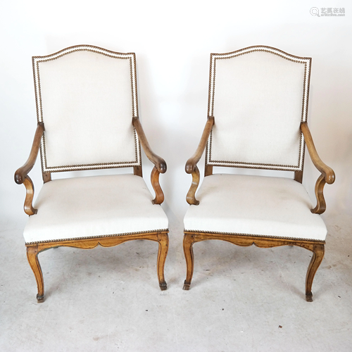 Pair 18th C. Continental Arm Chairs