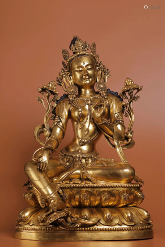 A Figure of Qing Dynasty Gilt Bronze Bodhisattva