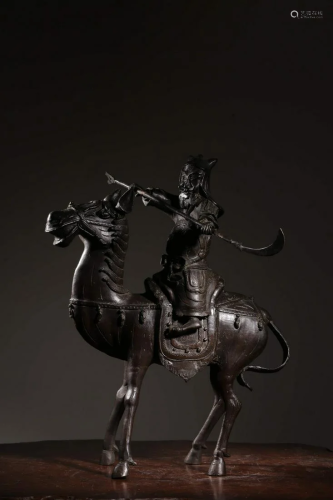 Qing Dynasty Bronze Guan Yu Incense Ornament