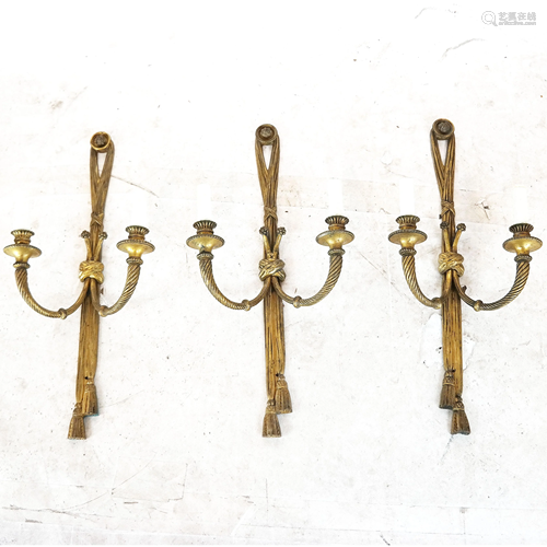 Three Louis XVI-Style Applique Wall Sconces