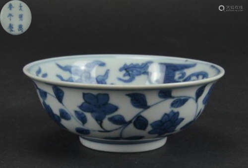 WANLI MARK BLUE&WHITE GLAZE BOWL