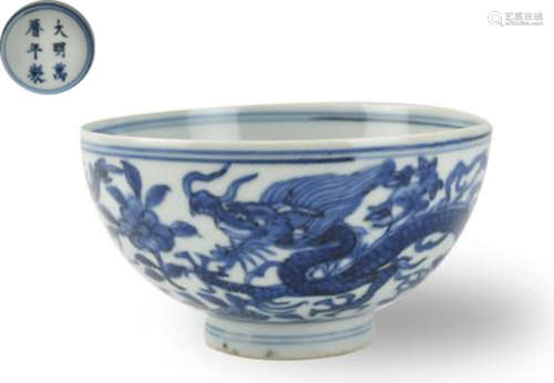 WANLI MARK BLUE&WHITE GLAZE BOWL