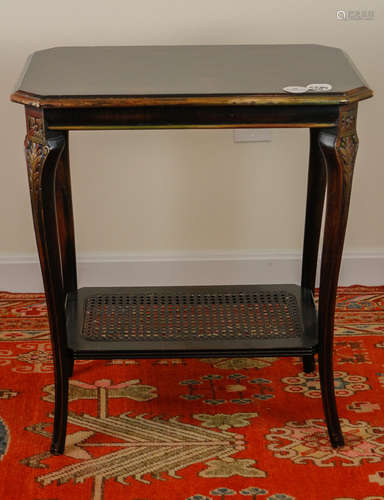 OCTAGONAL TABLE WITH BRASS RAIL TOGETHER