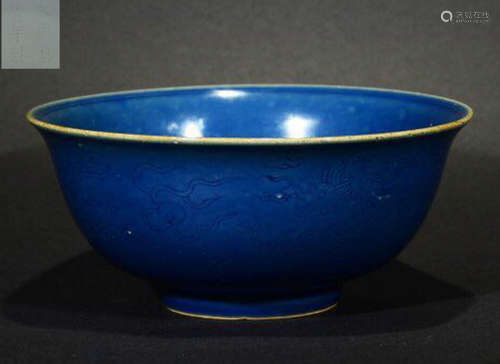 JIAJING MARK BLUE GLAZE BOWL