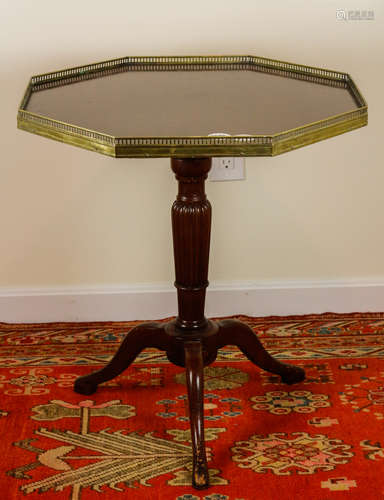 OCTAGONAL TABLE WITH BRASS RAIL TOGETHER