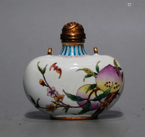 COPPEAR WITH ENAMELED GLAZE SNUFF BOTTLE