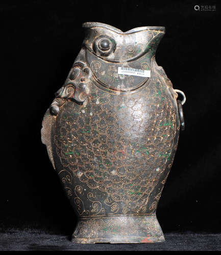 LEAD CAST FISH SHAPE VASE