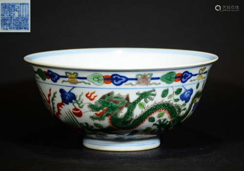 QIANLONG MARK WUCAI GLAZE BOWL