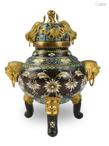 CLOISONNE CAST TIRPOD CENSER