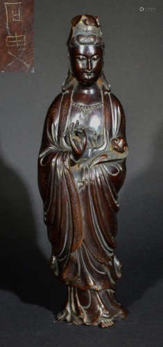 SHISOU MARK GILT SILVER GUANYIN BUDDHA