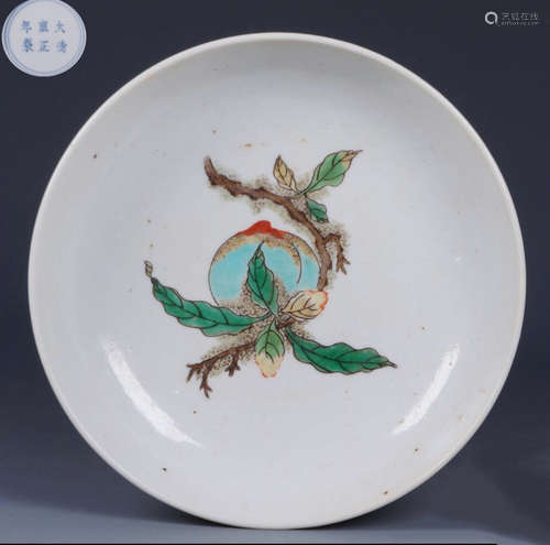 YONGZHENG MARK FAMILLE ROSE GLAZE PLATE