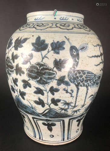 BLUE&WHITE GLAZE FLOWER PATTERN JAR