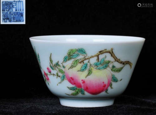 QIANLONG MARK FAMILLE ROSE GLAZE CUP