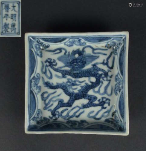 WANLI MARK BLUE&WHITE GLAZE PLATE