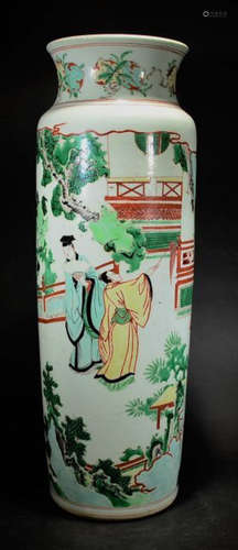 SHUNZHI MARK WUCAI GLAZE FIGURE PATTERN VASE