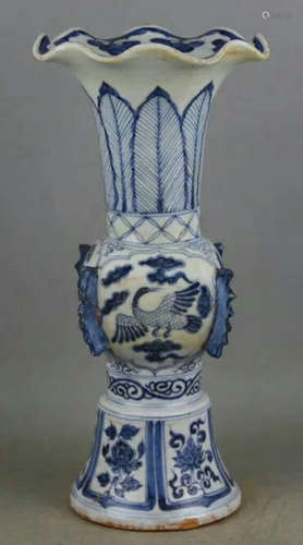 BLUE&WHITE GLAZE PHOENIX PATTERN VASE