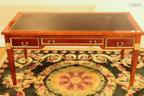 EMPIRE TABLE DESK WITH TOOLED LEATHER TOP