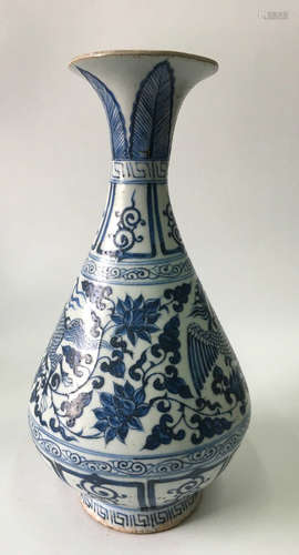 BLUE&WHITE GLAZE FLOWER PATTERN VASE