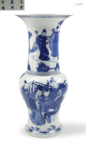 KANGXI MARK BLUE&WHITE GLAZE VASE