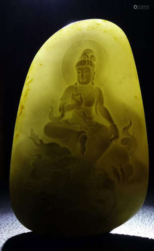 HETIAN JADE CARVED GUANYIN BUDDHA