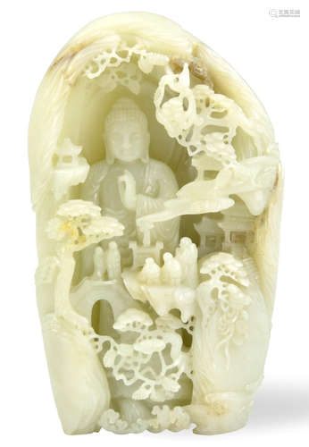 HETIAN JADE CARVED BUDDHA