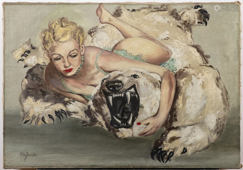 20th century, A. Hoffmeister, Woman with a Bear