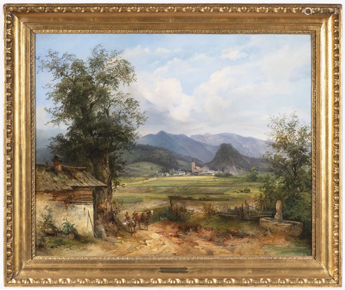 Ludwig Czerny (1821-1889), Landscape with Village in