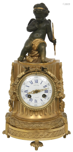 Louis XV Style Gilt & Patinated Bronze Clock